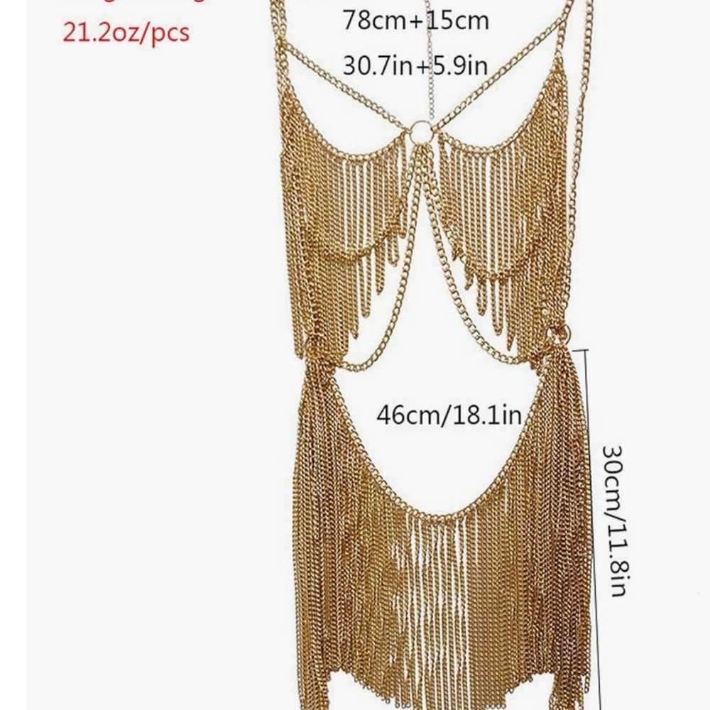Gold Chain Fringe Dress - Picture 4 of 4